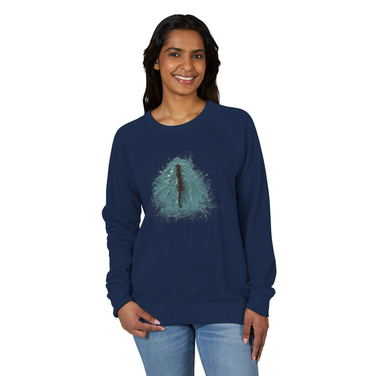 Flounder the Purrmaid Raglan Crewneck — "Fish at Heart" French Terry
