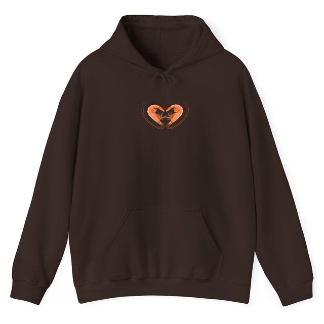 Shrimp Heart hoodie in dark chocolate