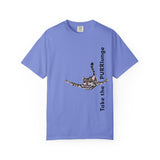 Purr-lunge Unisex T-shirt with Flounder the Purrmaid Design