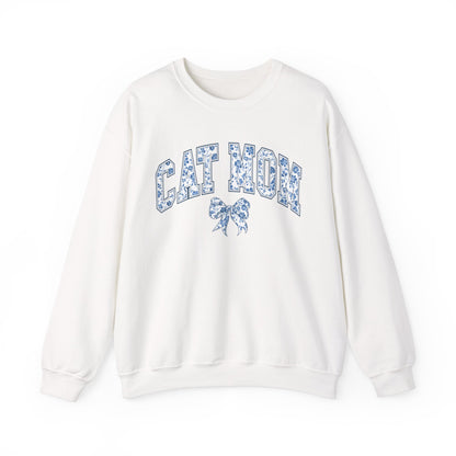 Blue Coquette Cat Mom Crewneck Sweatshirt
