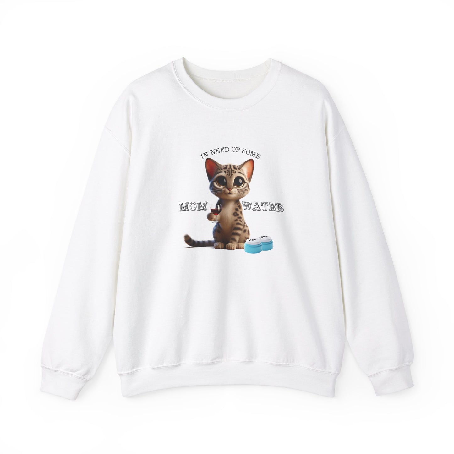 Funny Flounder Cat Wine Crewneck Sweatshirt - In need of Mom water