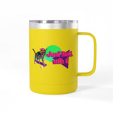 Coffee Mug Tumbler - Just Roll with it Flounder the Purrmaid Design by Nina, 15oz
