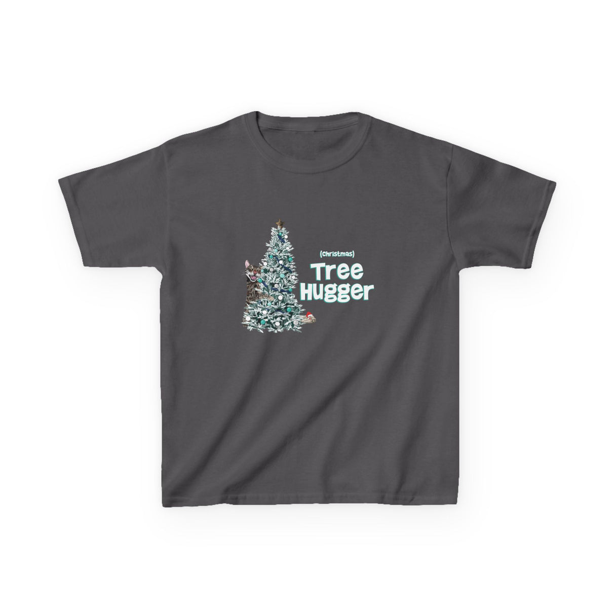 Kids Tee Christmas Tree Hugger Flounder the Purrmaid Design