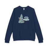 Raglan Crewneck Sweatshirt Christmas Tree Hugger Flounder the Purrmaid Design
