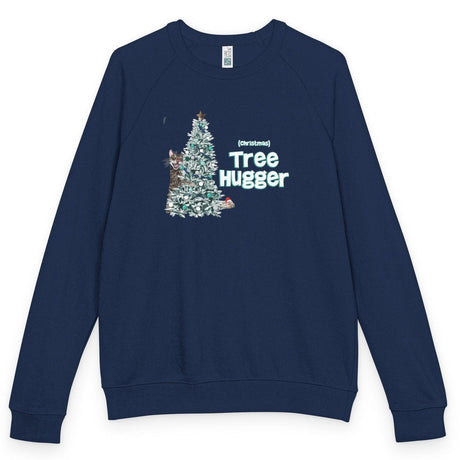 Christmas Tree Hugger raglan crewneck - Navy