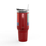 Insulated Travel Mug — "Vote Fish 2028" Funny Political Campaign Design Featuring Flounder the Purrmaid