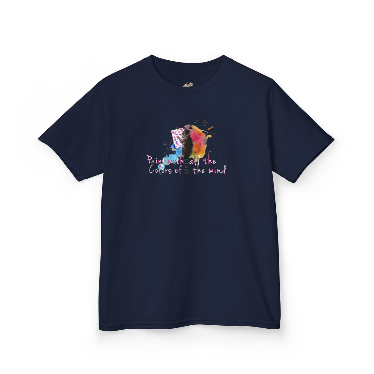 Kids Tee — “Paint With All The Colors Of The Wind” Flounder the Purrcasso Kids T-Shirt