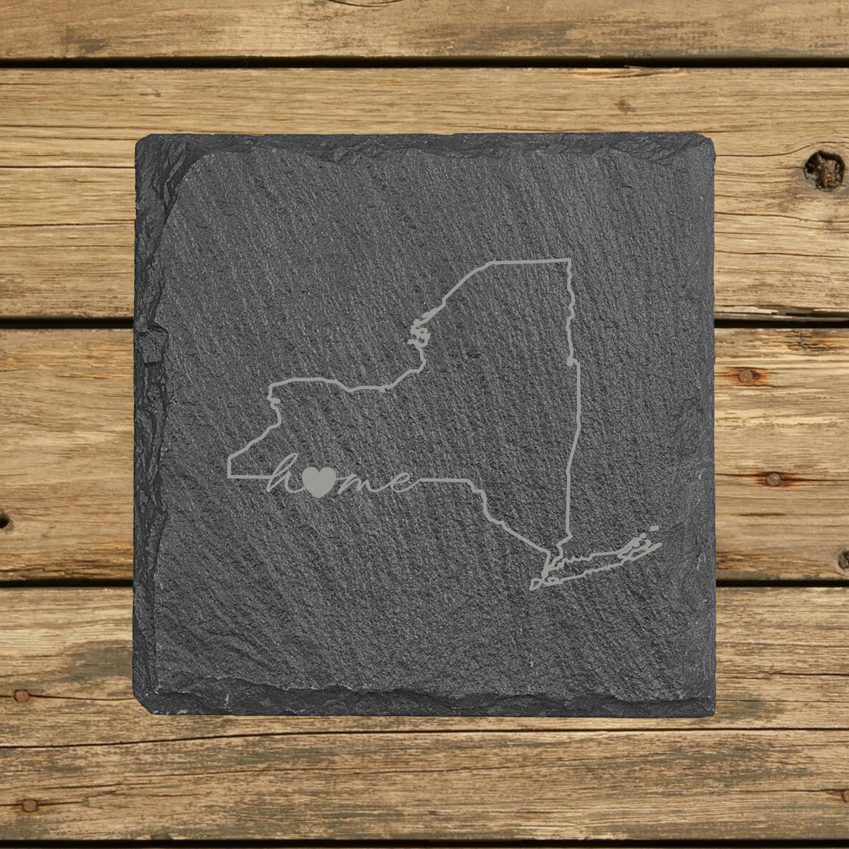 New York Slate Coaster Set – Engraved Natural Stone (Set of 4)