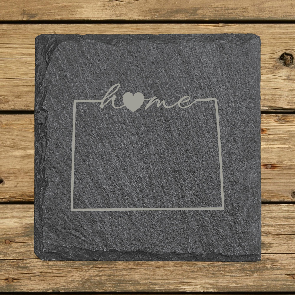 Colorado Slate Coaster Set – Engraved Natural Stone (Set of 4)