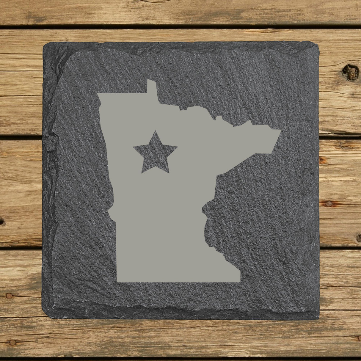 Minnesota Slate Coaster Set – Engraved Natural Stone (Set of 4)