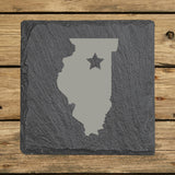 Illinois Slate Coaster Set – Engraved Natural Stone (Set of 4)