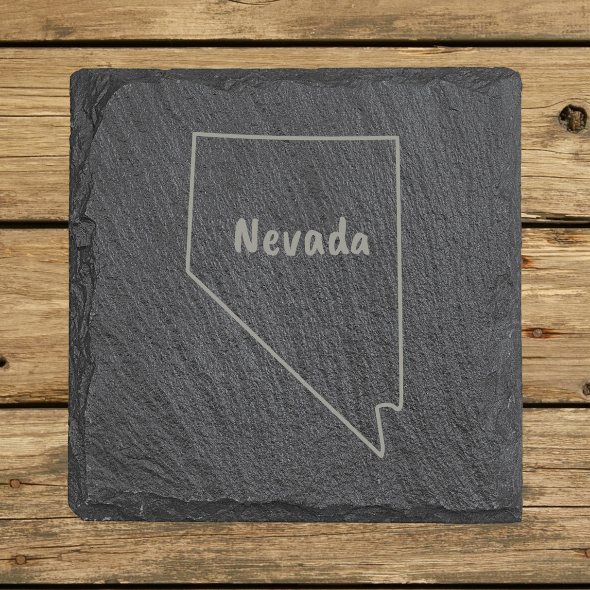 Nevada Slate Coaster Set – Engraved Natural Stone (Set of 4)