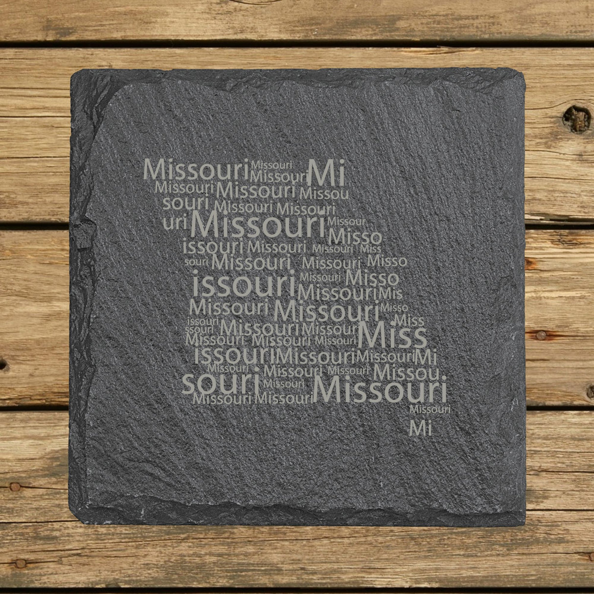 Missouri Slate Coaster Set – Engraved Natural Stone (Set of 4)