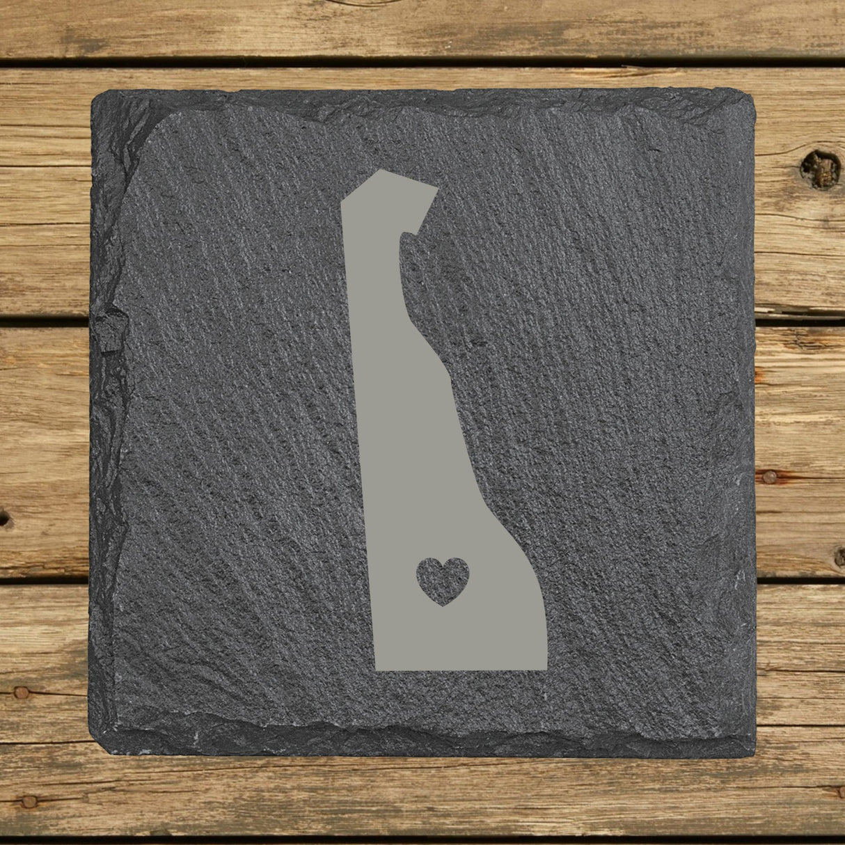 Delaware Slate Coaster Set – Engraved Natural Stone (Set of 4)