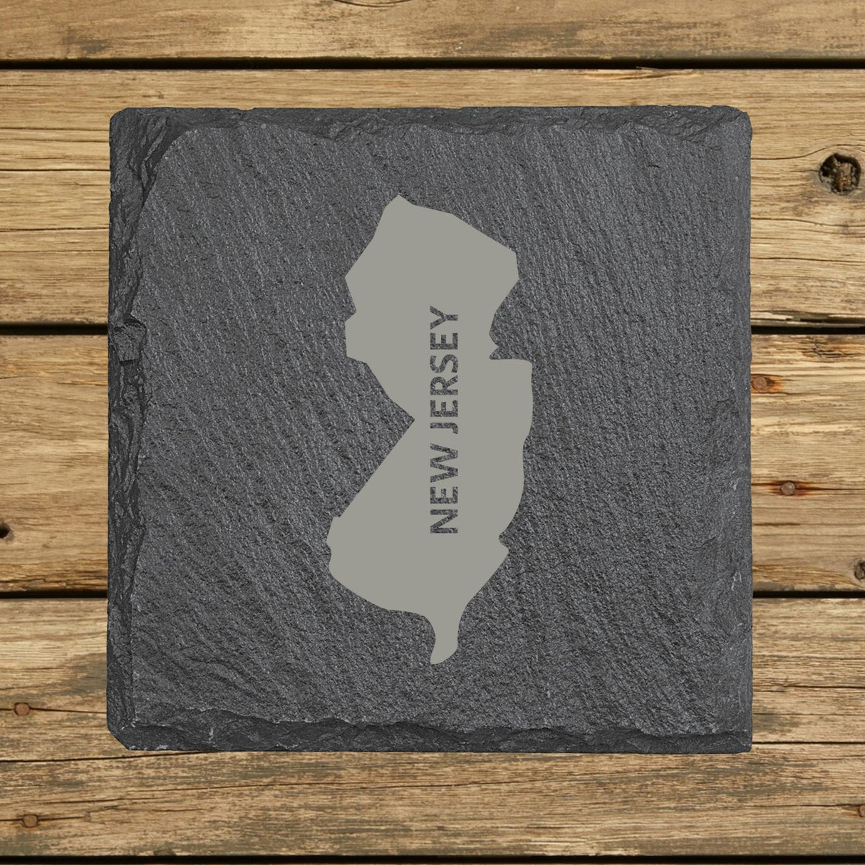 New Jersey Slate Coaster Set – Engraved Natural Stone (Set of 4)