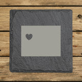 Wyoming Slate Coaster Set – Engraved Natural Stone (Set of 4)