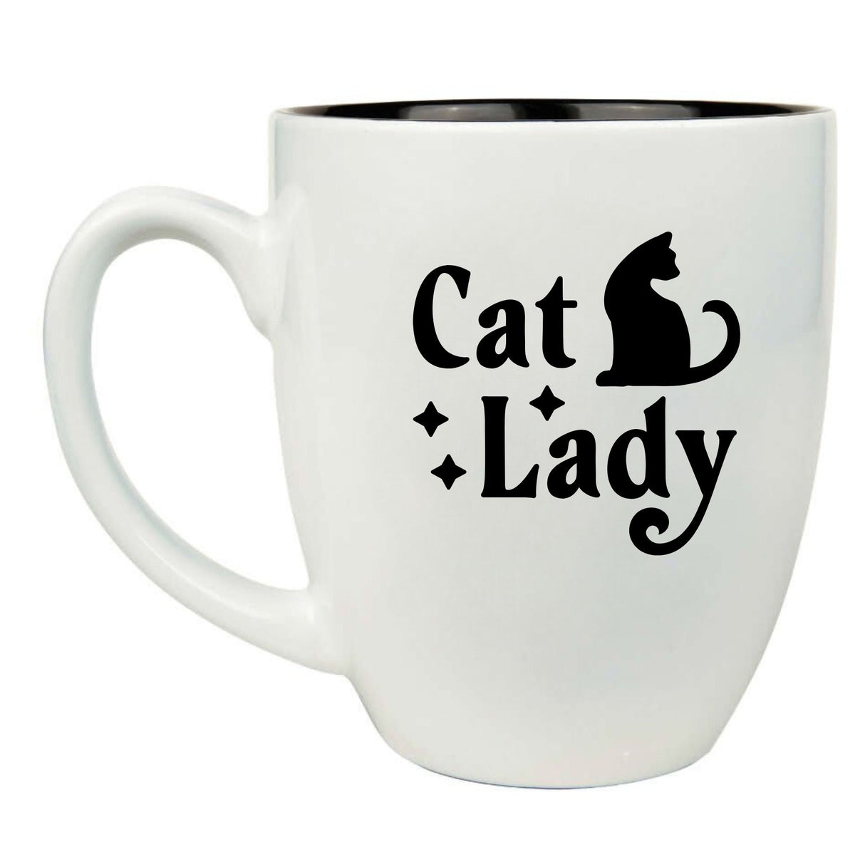 Cat Lady 16 oz. White Ceramic Bistro Coffee Mug - Gift for Cat Lovers