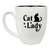 Cat Lady 16 oz. White Ceramic Bistro Coffee Mug - Gift for Cat Lovers