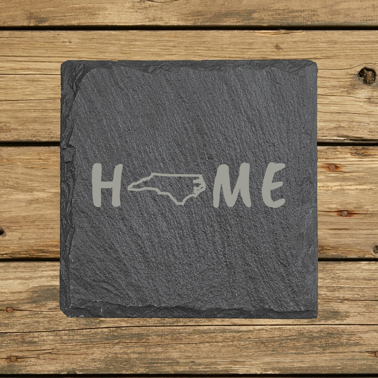 North Carolina Slate Coaster Set – Engraved Natural Stone (Set of 4)