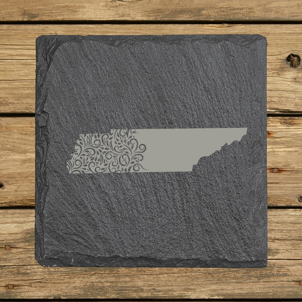 Tennessee Slate Coaster Set – Engraved Natural Stone (Set of 4)