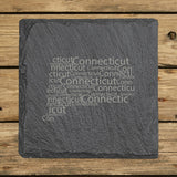 Connecticut Slate Coaster Set – Engraved Natural Stone (Set of 4)