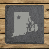 Rhode Island Slate Coaster Set – Engraved Natural Stone (Set of 4)