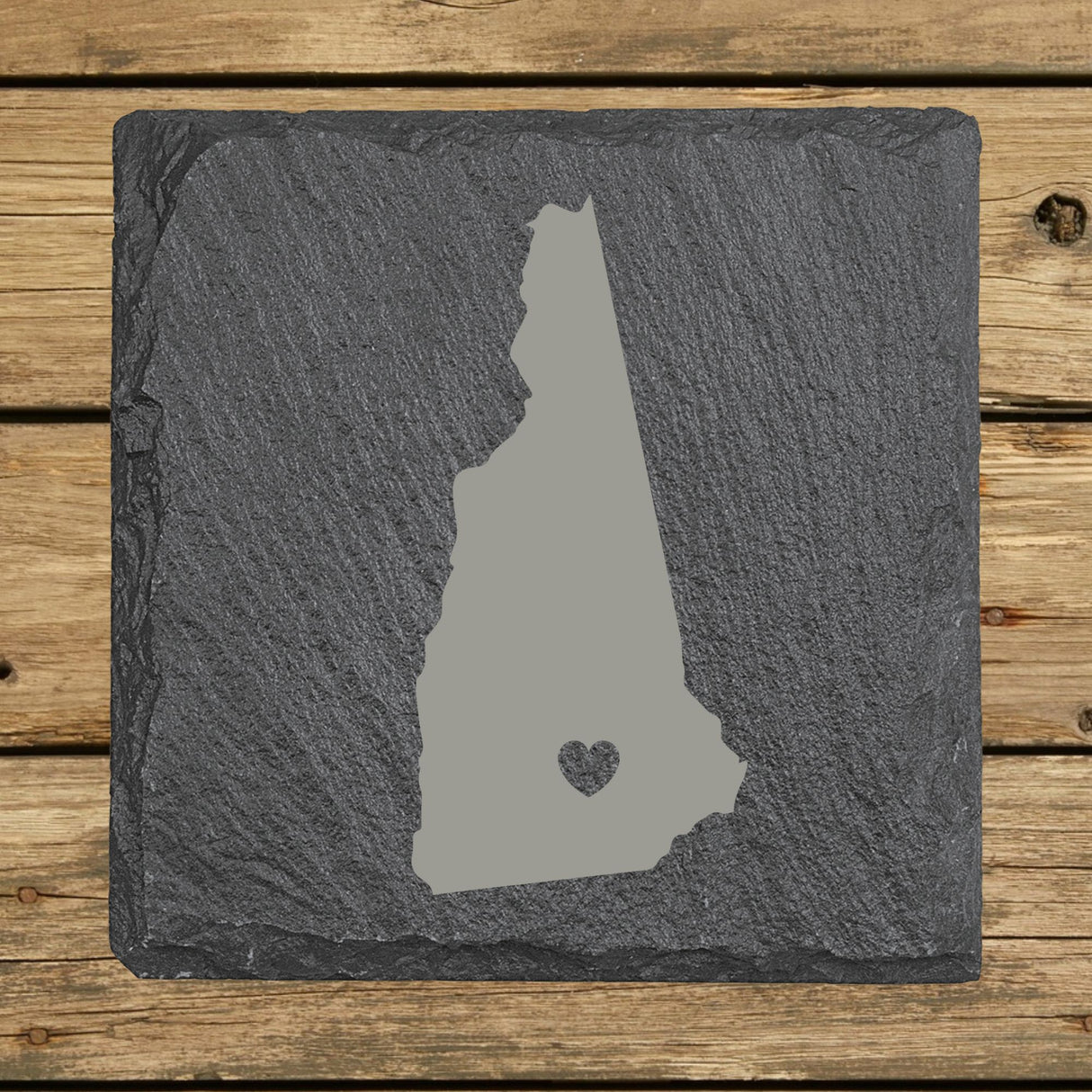 New Hampshire Slate Coaster Set – Engraved Natural Stone (Set of 4)