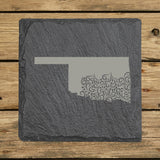 Oklahoma Slate Coaster Set – Engraved Natural Stone (Set of 4)