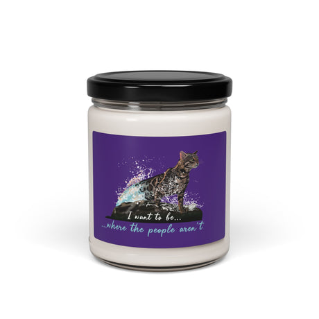 I Want to Be Where the People Aren't scented soy candle, 9 oz glass jar with the hand drawn I Want to Be Where the People Aren't design by Nina Leipold
