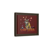Stay Weird Matte Canvas Print — Flocahontas & Mouse Toy (Framed)