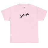 Flounder 'RUDE' Button Tee - Flounder the Eye-Rolling Cat T-Shirt, shown in Light Pink