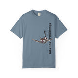 Purr-lunge Unisex T-shirt with Flounder the Purrmaid Design
