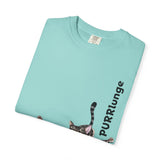 Purr-lunge Unisex T-shirt with Flounder the Purrmaid Design