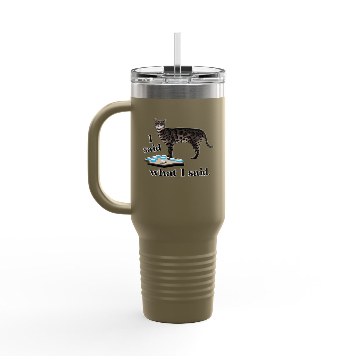 40oz Insulated Travel Mug — “I Said What I Said” Flounder Talking Pet Buttons Design