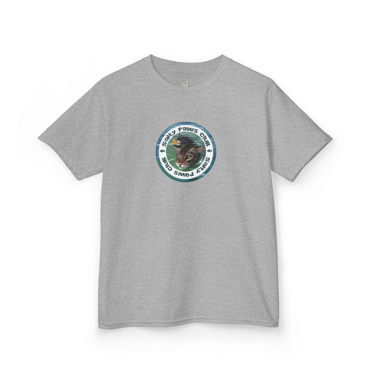 Kids Tee — "Salty Paws Club" Purrmaid Flounder & Life‑Vest Mouse Toy