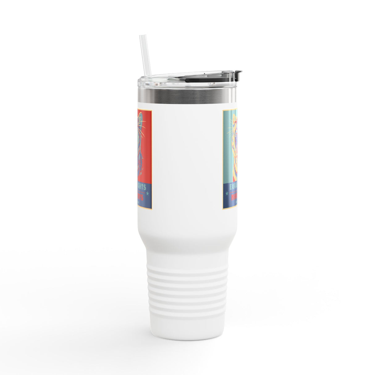 Insulated Travel Mug — "Vote Fish 2028" Funny Political Campaign Design Featuring Flounder the Purrmaid