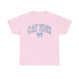 Blue Cat Mom Coquette Style Cotton Tee