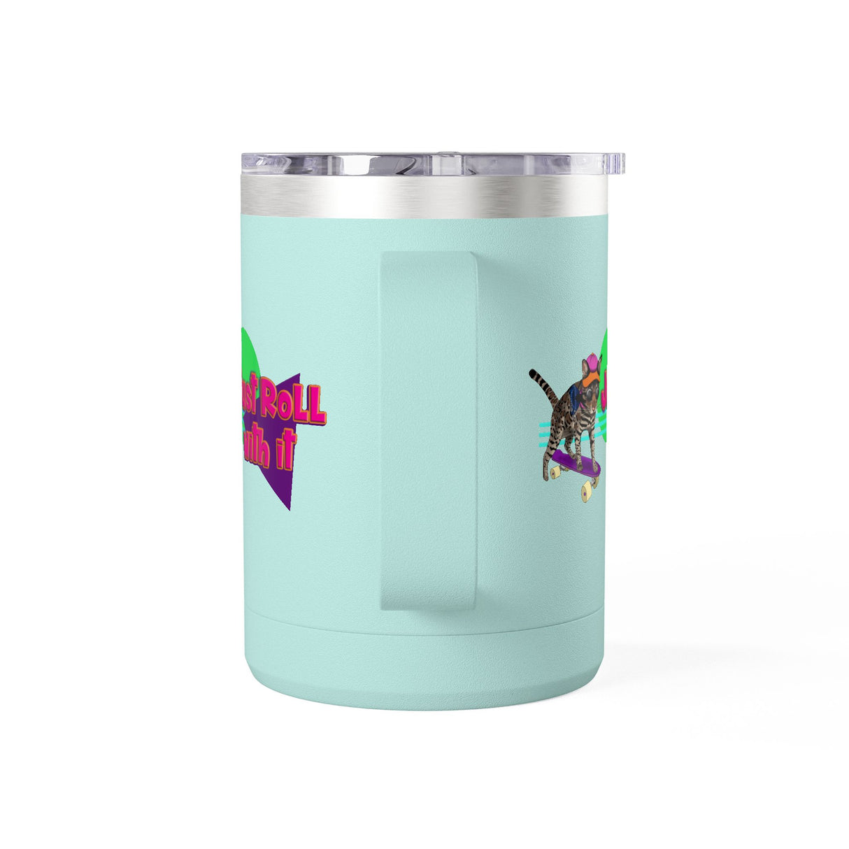 Coffee Mug Tumbler - Just Roll with it Flounder the Purrmaid Design by Nina, 15oz