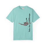 Purr-lunge Unisex T-shirt with Flounder the Purrmaid Design