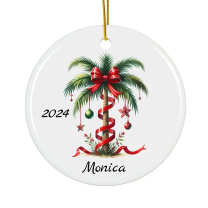 Personalized Palm Tree Christmas Ornament – Custom Ceramic Holiday Decor