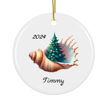 Personalized Coastal Christmas Ornament – Custom Ceramic Holiday Decor