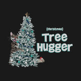 close up of the tree hugger design - a cat hugging a Christmas tree