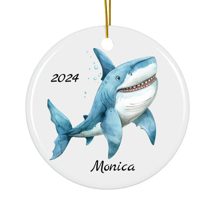 Personalized Shark Christmas Ornament – Custom Ceramic Holiday Decor