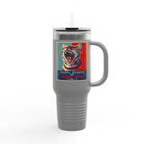 Insulated Travel Mug — "Vote Fish 2028" Funny Political Campaign Design Featuring Flounder the Purrmaid