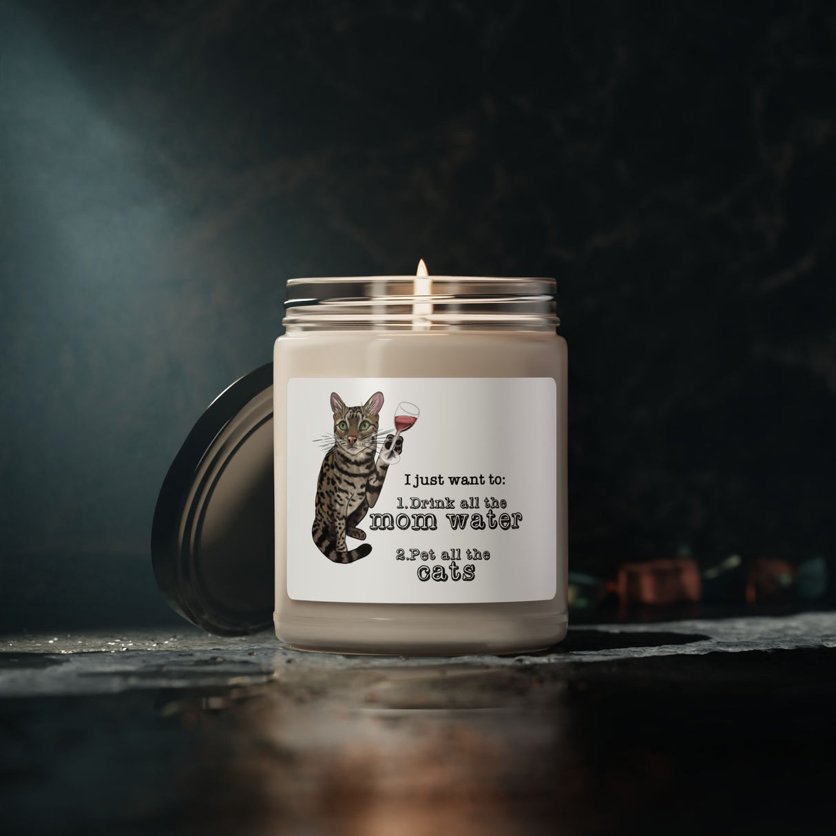 Flounder the Talking Cat "I just want to drink all the mom water" Candle – 9oz Soy Wax
