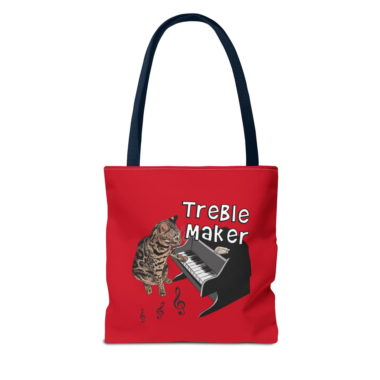 Tote Bag: Treble Maker Design by Nina featuring Flounder the Purrmaid Playing Piano for Mouse Toy