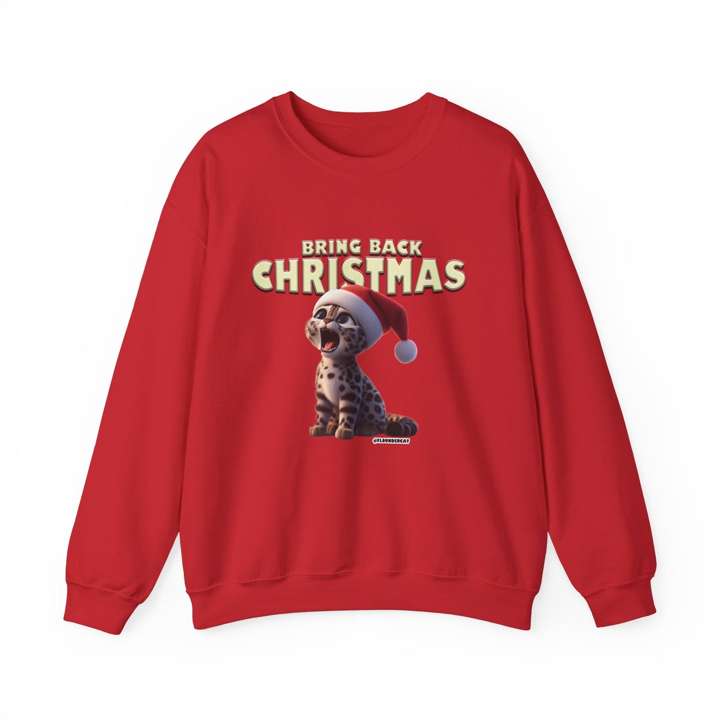 Flounder Cat “Bring Back Christmas” Unisex Crewneck Sweatshirt – Festive Cozy Wear