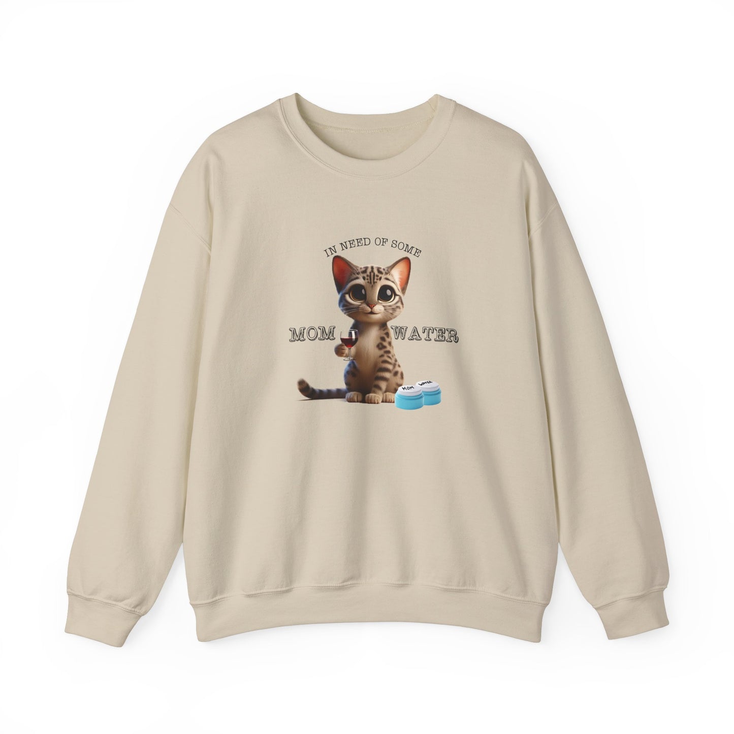 Funny Flounder Cat Wine Crewneck Sweatshirt - In need of Mom water