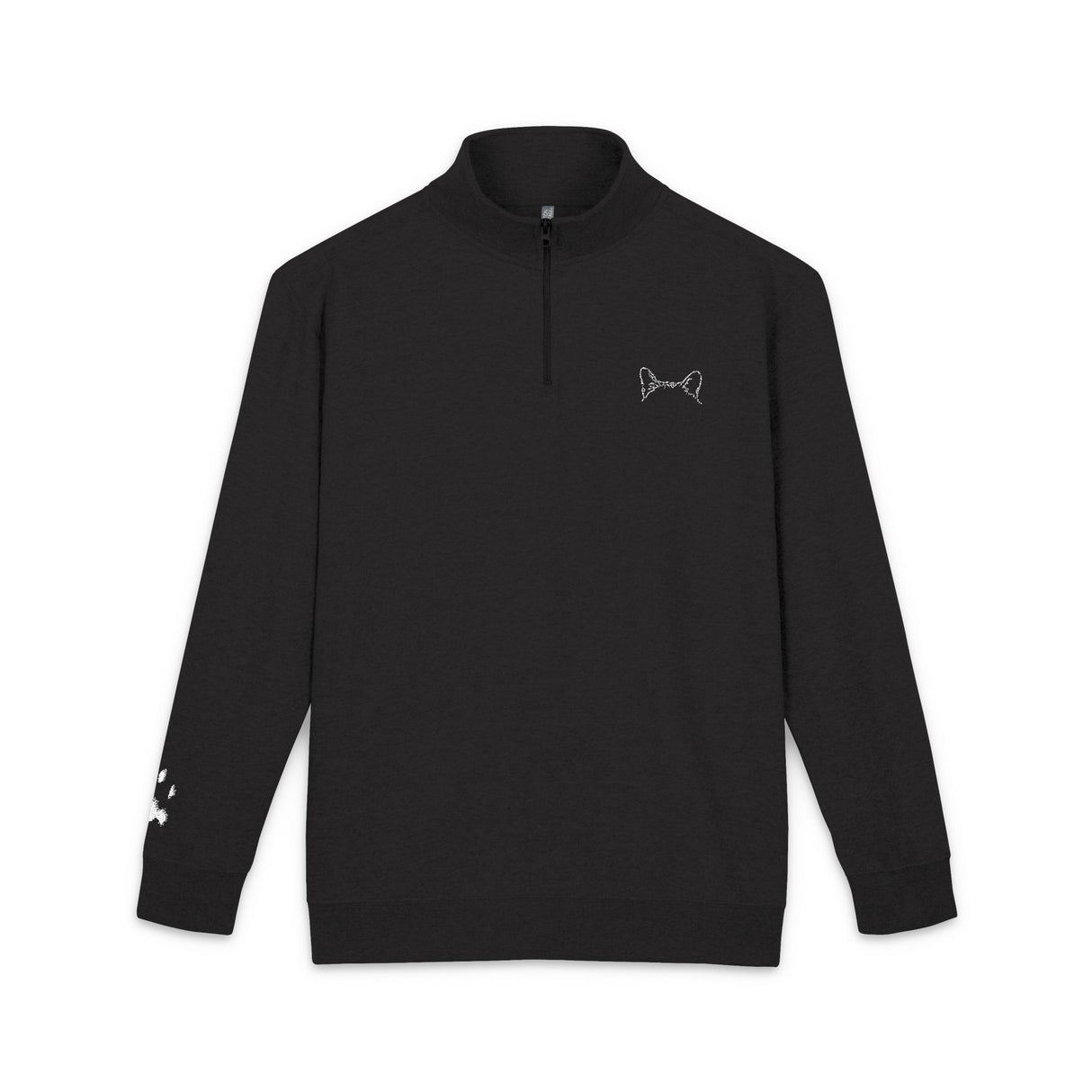 Cat Remembrance Embroidered Fleece Pullover — "Fiki" Paw & Ear Design