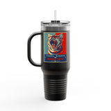 Insulated Travel Mug — "Vote Fish 2028" Funny Political Campaign Design Featuring Flounder the Purrmaid